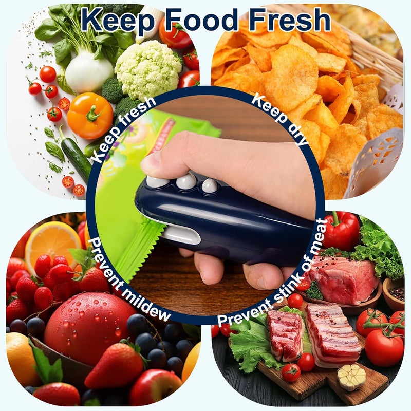 lipaux Mini Bag Sealer, 2 IN 1 Heat Sealer & Cutter, USB-C Rechargeable Portable Handheld Bag Sealer, Food Vacuum Storage Sealer for Chip Bags(Blue) - Image 5